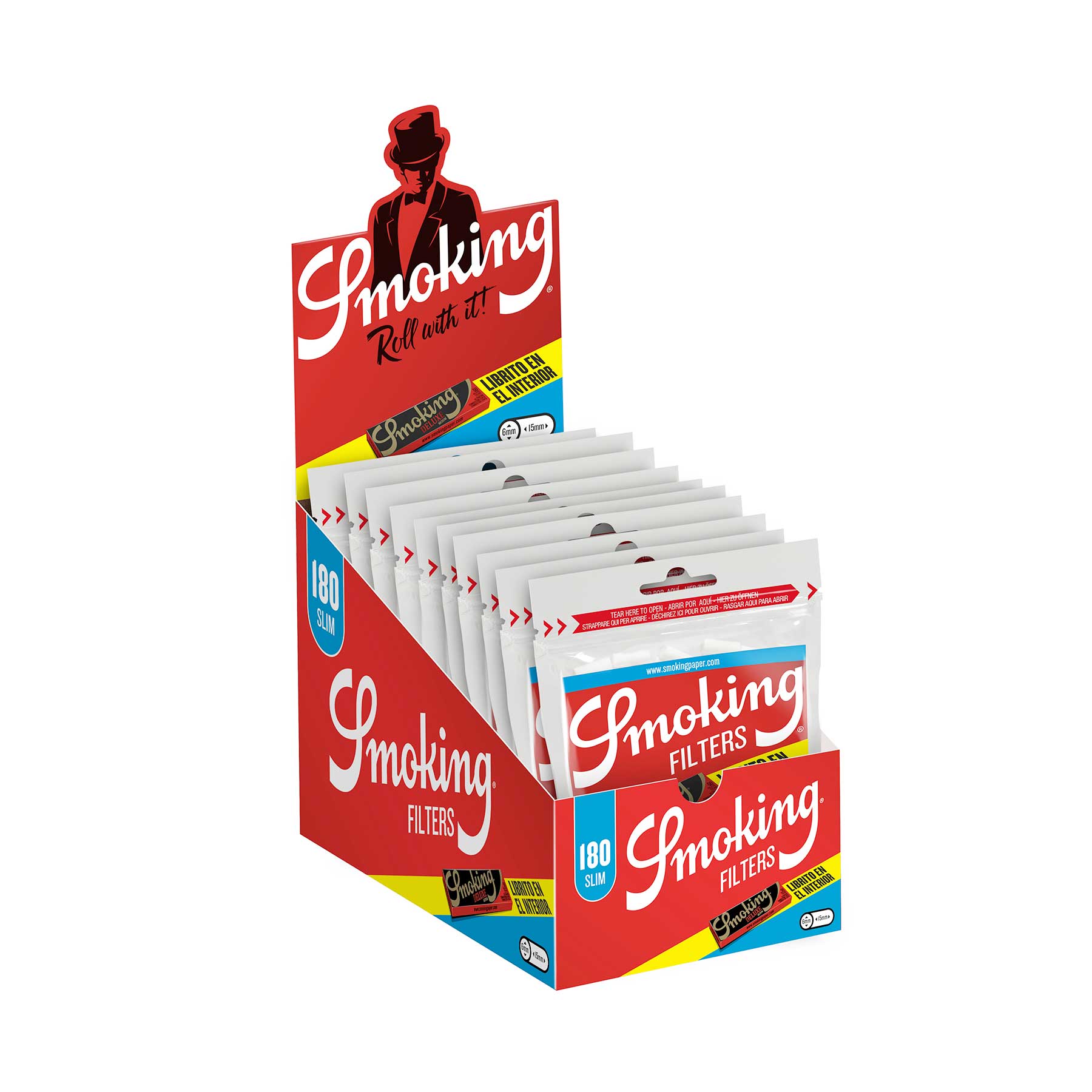 Filtros Smoking 180 Slim + Papelillo Deluxe Display